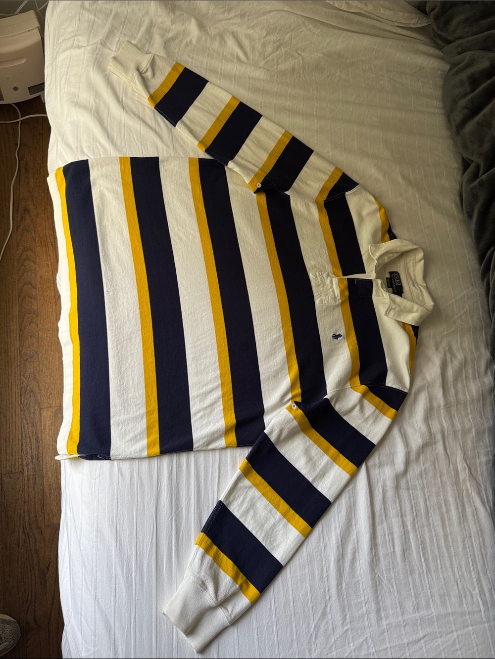 Polo by Ralph Lauren Navy, Yellow & White Striped Rugby Shirt